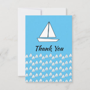 Carte De Remerciements Fête d'anniversaire bateau à voile pour enfants