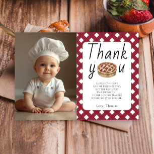 Carte De Remerciements Fête d'anniversaire Bébé Cuisine Tarte à l'aquarel