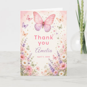 Carte De Remerciements Fête d'anniversaire Bisous de papillon