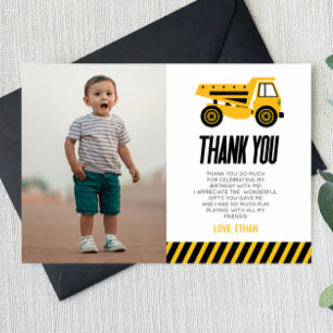 Carte De Remerciements Fête d'anniversaire Camion à benne Bulldozer de co