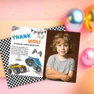 Carte De Remerciements Fête d'anniversaire camion monstre enfants cool fu