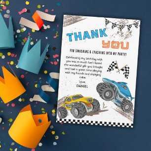 Carte De Remerciements Fête d'anniversaire camion monstre enfants cool fu
