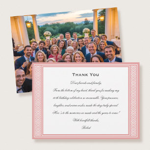 Carte De Remerciements Fête d'anniversaire classique photo rose plat