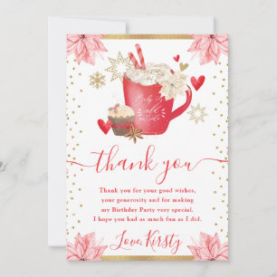 Carte De Remerciements Fête d'anniversaire Cookies & Cocoa Hiver Rouge