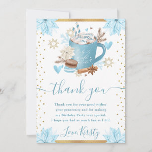 Carte De Remerciements Fête d'anniversaire Cookies roses d'hiver & Cocoa