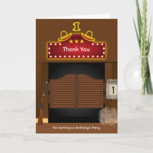 Carte De Remerciements Fête d'anniversaire Cowboy Wild West 1ère année