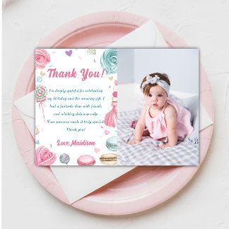 Carte De Remerciements Fête d'anniversaire Cupcake si douce bonbon