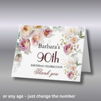 Fête d'anniversaire de 90 ans avec fleurs aquarell