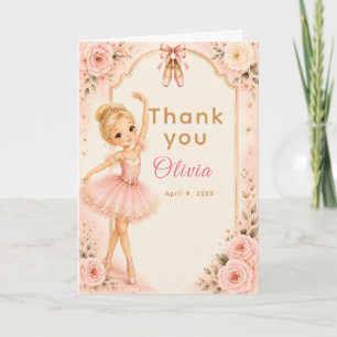 Carte De Remerciements Fête d'anniversaire de ballerine rose 