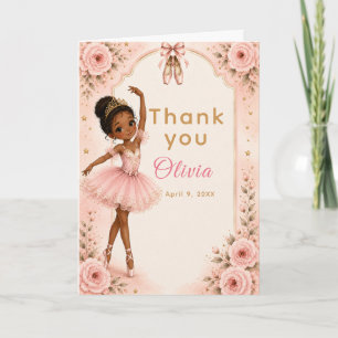 Carte De Remerciements Fête d'anniversaire de ballerine rose