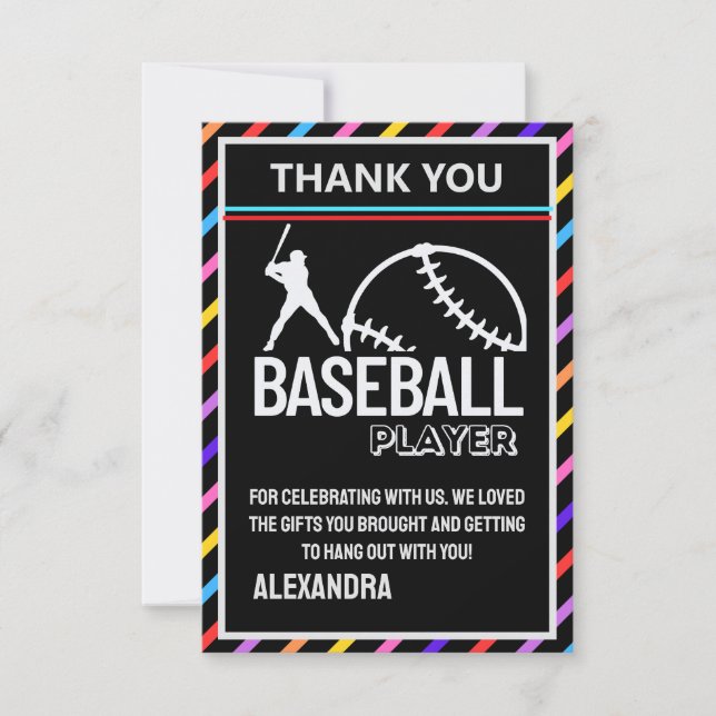 Carte De Remerciements Fête d'anniversaire de baseball, Joueuse de baseba (Devant)