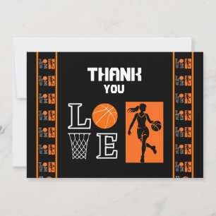 Carte De Remerciements Fête d'anniversaire de basketball, Joueur de baske