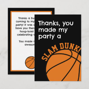 Carte De Remerciements Fête d'anniversaire de basketball Slam Dunk