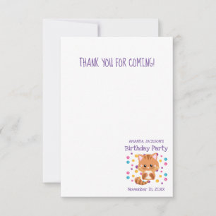 Carte De Remerciements Fête d'anniversaire de chaton mignon Confetti Arc-