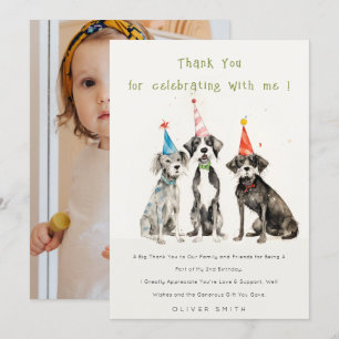 Carte De Remerciements Fête d'anniversaire de chien chic et mignon pour e