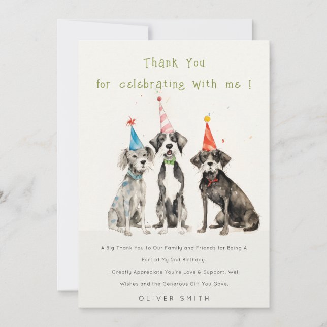 Carte De Remerciements Fête d'anniversaire de chien de compagnie à l'aqua (Devant)