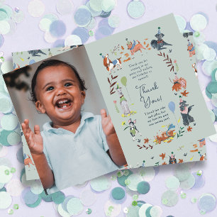 Carte De Remerciements Fête d'anniversaire de chiot bleu Let's Pawty