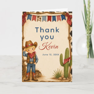 Carte De Remerciements Fête d'anniversaire de cow-boy Hoedown