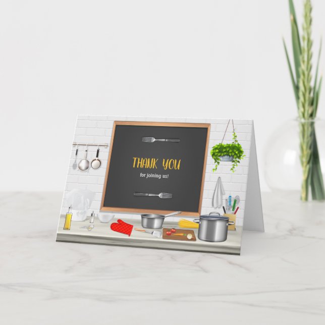 Carte De Remerciements Fête d'anniversaire de cuisine de chef (Devant)