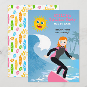 Carte De Remerciements Fête d'anniversaire de fille, c'est l'heure de sur
