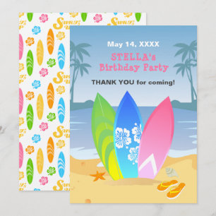 Carte De Remerciements Fête d'anniversaire de fille, c'est parti pour sur