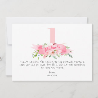 Carte De Remerciements Fête d'anniversaire de fille de tout âge à motif f