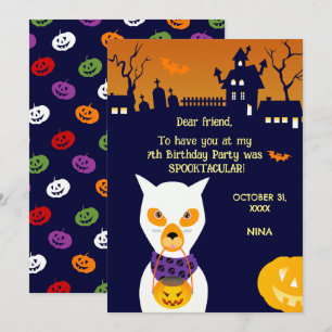 Carte De Remerciements Fête d'anniversaire de fille en costume d'Hallowee