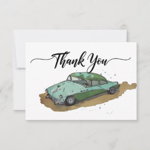 Carte De Remerciements Fête d'anniversaire de garçons avec une berline bi