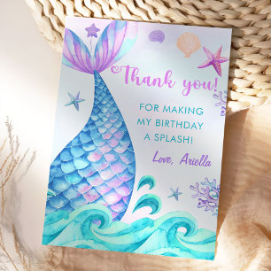 Carte De Remerciements Fête d'anniversaire de la fille Mermaid