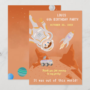 Carte De Remerciements Fête d'anniversaire de l'astronaute de Mars