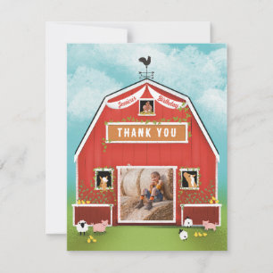 Carte De Remerciements Fête d'anniversaire de Little Red Barn Farm