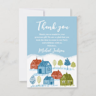Carte De Remerciements Fête d'anniversaire de maisons d'hiver Baby Shower