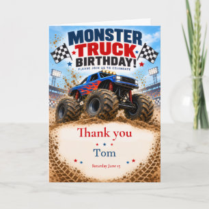 Carte De Remerciements Fête d'anniversaire de Monster Truck