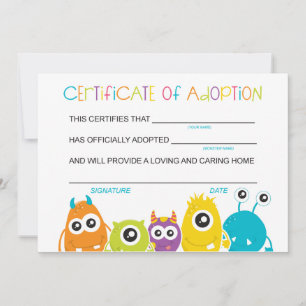 Carte De Remerciements Fête d'anniversaire de monstre Adoption d'un monst
