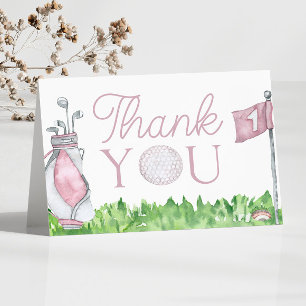 Carte De Remerciements Fête d'anniversaire de Par-Tee Pink Golf