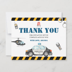 Carte De Remerciements Fête d'anniversaire de police pour enfants