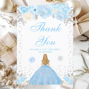 Carte De Remerciements Fête d'anniversaire de princesse aux cheveux blond