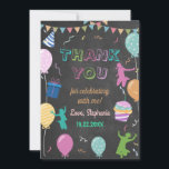 Carte De Remerciements Fête d'anniversaire de saut de trampoline pour enf<br><div class="desc">Personnalisez facilement et rapidement cette carte de remerciement pour la fête d'anniversaire de saut de trampoline pour enfants sur tableau noir avec vos détails. Tous les textes sont modifiables !. Pour une personnalisation plus avancée de ce design, sélectionnez simplement le bouton 'Personnaliser / Personnaliser ce modèle' ci-dessus ! Éléments assortis...</div>