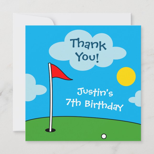 Carte De Remerciements Fête d'anniversaire de sports de golf mini putt pu (Devant)