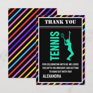 Carte De Remerciements Fête d'anniversaire de tennis, joueuse de tennis f
