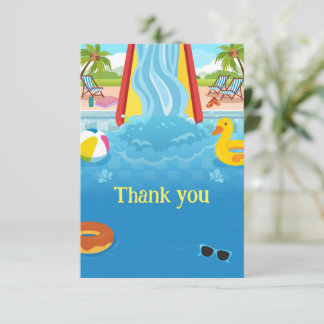 Carte De Remerciements Fête d'anniversaire d'enfant Toboggan de parc aqua