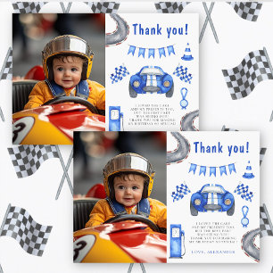 Carte De Remerciements Fête d'anniversaire des 1 an de voiture de course