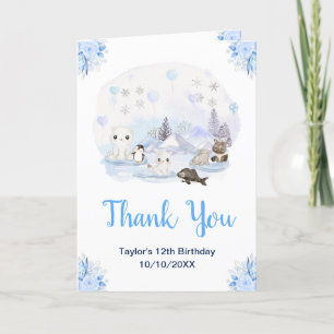 Carte De Remerciements Fête d'anniversaire des animaux de la forêt enchan
