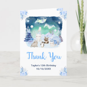 Carte De Remerciements Fête d'anniversaire des animaux des Aurores boréal