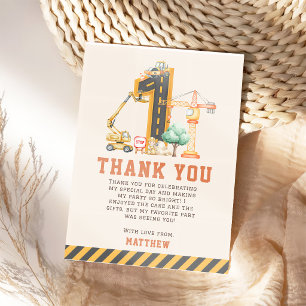 Carte De Remerciements Fête d'anniversaire des camions de construction