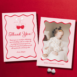 Carte De Remerciements Fête d'anniversaire des cerisiers