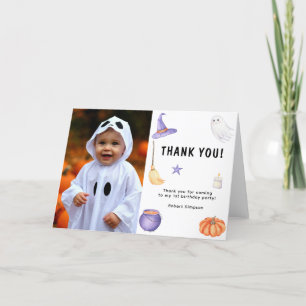 Carte De Remerciements Fête d'anniversaire des enfants fantôme à l'aquare