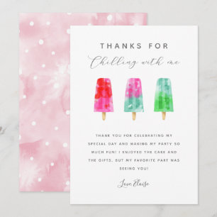 Carte De Remerciements Fête d'anniversaire d'été avec des sucettes glacée
