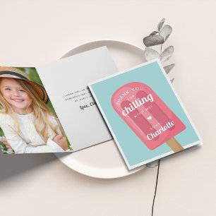 Carte De Remerciements Fête d'anniversaire d'été pour enfants avec sucett