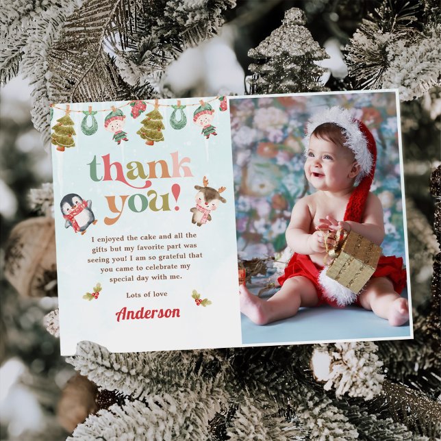 Carte De Remerciements Fête d'anniversaire d'hiver Photo (Créateur téléchargé)